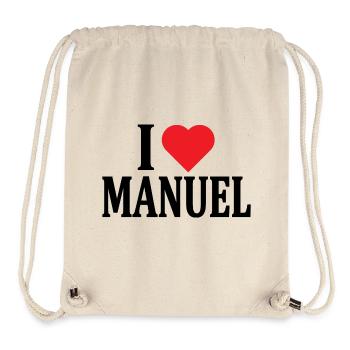 t-shirt I love Manuel t-shirt idée cadeau - Sac à cordon recyclé Stanley/Stella - blanc naturel - Devant