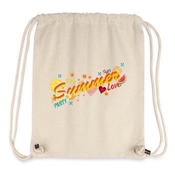 Soleil, été, plaisir et fête. Lettrage d’été - Sac à cordon recyclé Stanley/Stella - blanc naturel - Devant