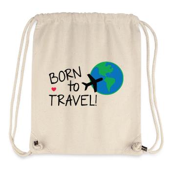 Né pour voyager dans le monde - Sac à cordon recyclé Stanley/Stella - blanc naturel - Devant