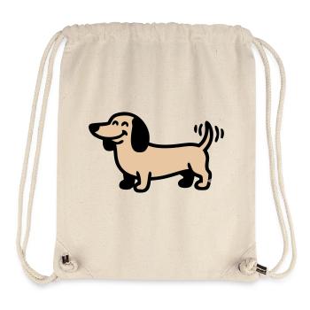 Fröhlicher Dackel Hund Comic - Stanley/Stella recycelter Gym Bag - Naturweiß - Vorne