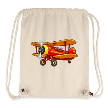 Doppeldecker Flugzeug Motiv Retro Cartoon  - Stanley/Stella recycelter Gym Bag - Naturweiß - Vorne