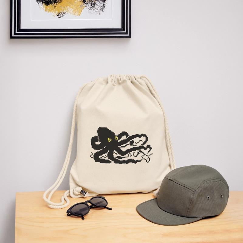 Pieuvre pixel 8 bits Sac à cordon recyclé Stanley/Stella