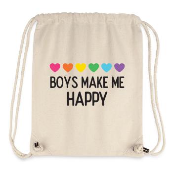 Mois de la fierté LGBTQ - Les garçons me rendent heureuse - Sac à cordon recyclé Stanley/Stella - blanc naturel - Devant