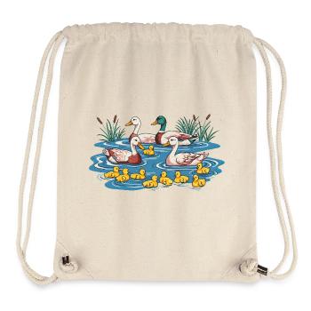 Scène de l’étang de la famille de canards - Sac à cordon recyclé Stanley/Stella - blanc naturel - Devant
