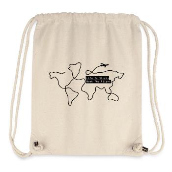 Voyagez autour du monde - La vie est courte, réservez le vol - Sac à cordon recyclé Stanley/Stella - blanc naturel - Devant