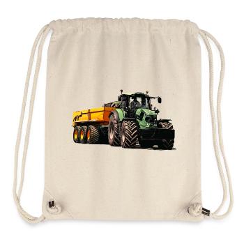 Traktor mit Anhänger Kipper - Stanley/Stella recycelter Gym Bag - Naturweiß - Vorne