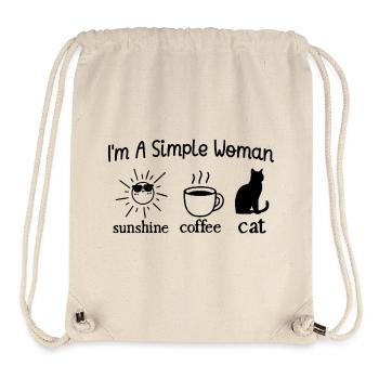 Ich bin eine einfache Frau Sonnenschein-Kaffeekatze - Stanley/Stella recycelter Gym Bag - Naturweiß - Vorne