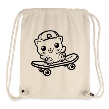 Skateboard Cat Cartoon Look - Stanley/Stella Recycled Gym Bag - natural - Front