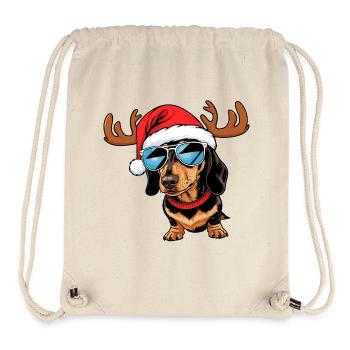 Teckel de Noël - Sac à cordon recyclé Stanley/Stella - blanc naturel - Devant