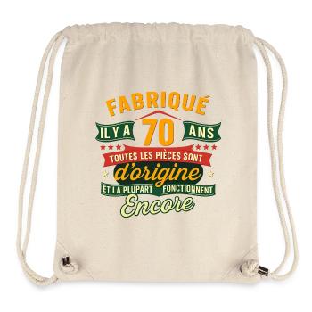 70 ans d’origine, Cadeau anniversaire humour - Sac à cordon recyclé Stanley/Stella - blanc naturel - Devant