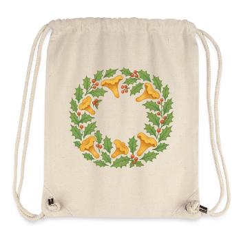 Couronne de houx et de chanterelles - Sac à cordon recyclé Stanley/Stella - blanc naturel - Devant