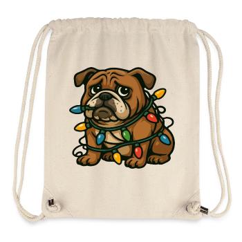 Bulldog Tangled In Christmas Lights Cute Cartoon - Stanley/Stella Recycled Gym Bag - natural - Front