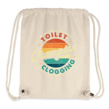 Champion du bouchon des toilettes Humour sur la ventouse de salle de bain - Sac à cordon recyclé Stanley/Stella - blanc naturel - Devant