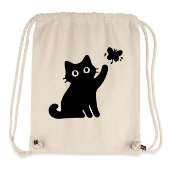 Chat drôle - Sac à cordon recyclé Stanley/Stella - blanc naturel - Devant