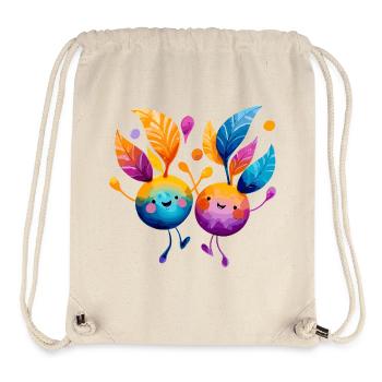Bunte Fruchtfreunde mit Blätterreben - Stanley/Stella recycelter Gym Bag - Naturweiß - Vorne