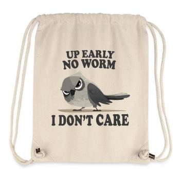 Debout tôt, pas de ver, je m’en fiche, oiseau drôle - Sac à cordon recyclé Stanley/Stella - blanc naturel - Devant