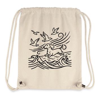Dachshund on the beach Seagulls Waves Sea Moin - Stanley/Stella Recycled Gym Bag - natural - Front