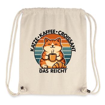 Katze Kaffee Croissant - Stanley/Stella recycelter Gym Bag - Naturweiß - Vorne