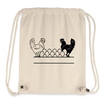 Monogramme de poulet foncé et clair - Sac à cordon recyclé Stanley/Stella - blanc naturel - Devant