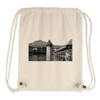 Lucerne Chapel Bridge and Mount Pilatus | Line grid - Stanley/Stella Recycled Gym Bag - natural - Front