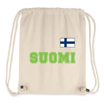 FINNLAND - SUOMI Trikot Look - Flagge auf Brust - Stanley/Stella recycelter Gym Bag - Naturweiß - Vorne