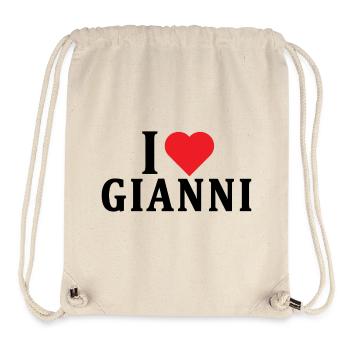 I love Gianni T-Shirt Geschenkidee - Stanley/Stella recycelter Gym Bag - Naturweiß - Vorne