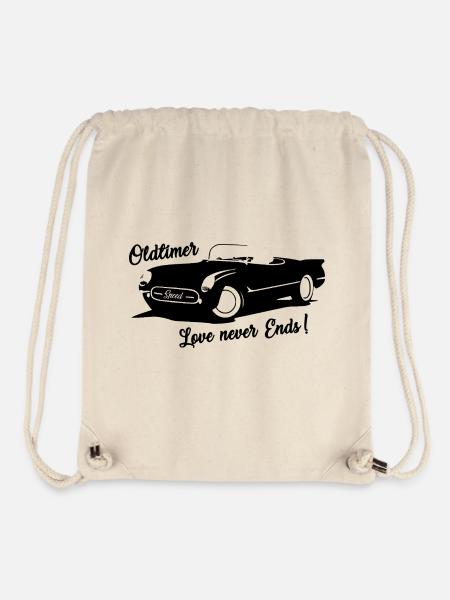 Vintage Car - Love never ends - Car with Lettering - Stanley/Stella Recycled Gym Bag - natural