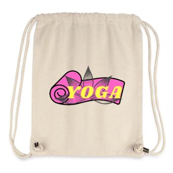 Yoga Lotus: Yellow Font on Pink - Stanley/Stella Recycled Gym Bag - natural - Front