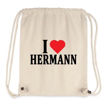 T-Shirt I love Hermann T-Shirt Geschenkidee - Stanley/Stella recycelter Gym Bag - Naturweiß - Vorne