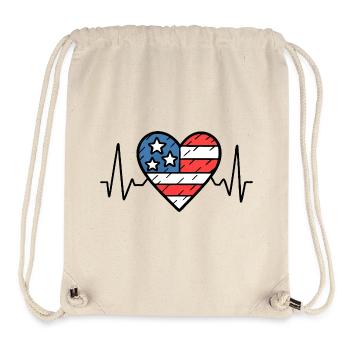USA Heartbeat Line Amerikanische Flagge Love Design - Stanley/Stella recycelter Gym Bag - Naturweiß - Vorne