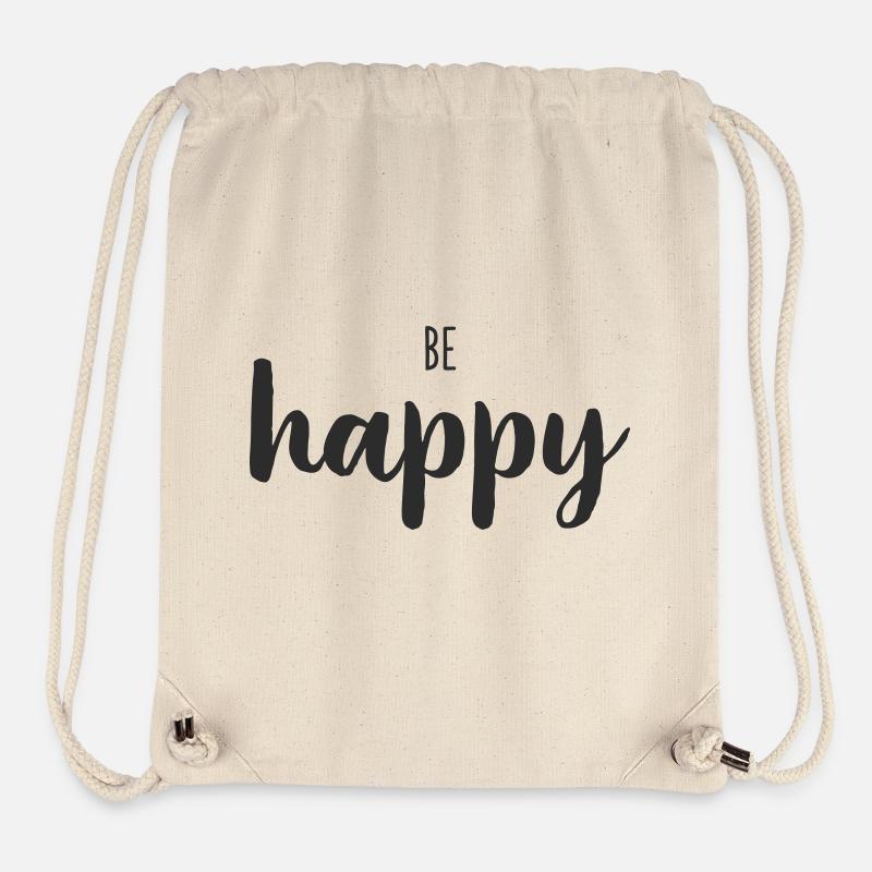 Tendance du lettrage Be Happy - Sac à cordon recyclé Stanley/Stella - blanc naturel
