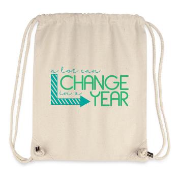 Citation inspirante changement annuel - Sac à cordon recyclé Stanley/Stella - blanc naturel - Devant