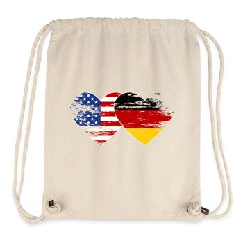 USA Germany Flag used heart - Stanley/Stella Recycled Gym Bag - natural - Front