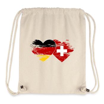 Germany Switzerland Flag used heart - Stanley/Stella Recycled Gym Bag - natural - Front