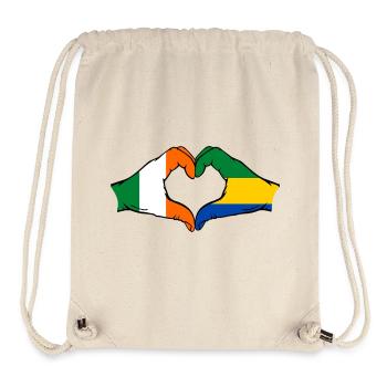 Ireland Gabon Flag Hands Heart Shape - Stanley/Stella Recycled Gym Bag - natural - Front