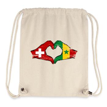 Switzerland Senegal Flag Hands Heart Shape Used - Stanley/Stella Recycled Gym Bag - natural - Front