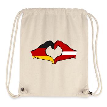 Hollande Lettonie drapeau mains forme de coeur utilisé - Sac à cordon recyclé Stanley/Stella - blanc naturel - Devant