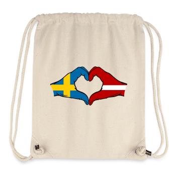 Sweden Latvia Flag Heart - Stanley/Stella Recycled Gym Bag - natural - Front
