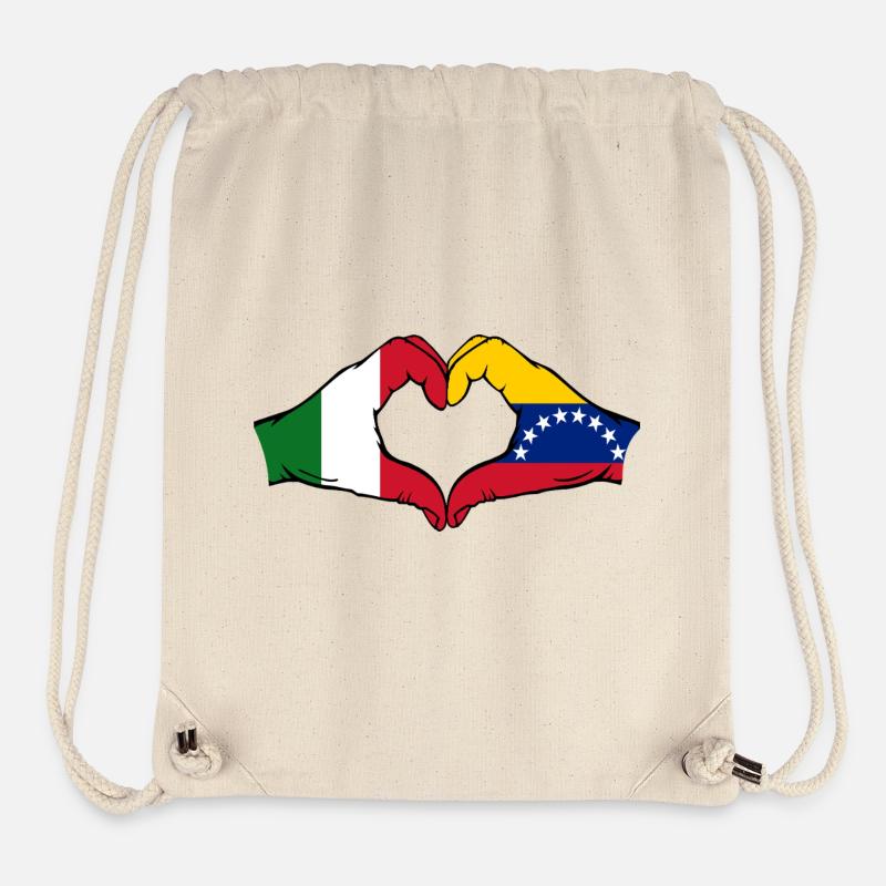 Cœur du drapeau Italie du Venezuela - Sac à cordon recyclé Stanley/Stella - blanc naturel