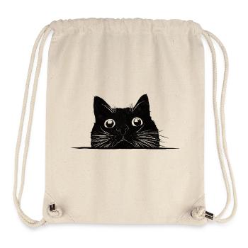 Chat voyeur aux moustaches noires - Sac à cordon recyclé Stanley/Stella - blanc naturel - Devant