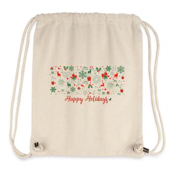 Motif de Noël en vert et rouge - Sac à cordon recyclé Stanley/Stella - blanc naturel - Devant