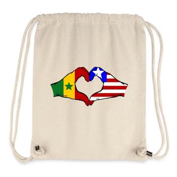 Senegal_Liberia_Flagge_Haende_Herzform - Sac à cordon recyclé Stanley/Stella - blanc naturel - Devant