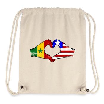 Senegal_Liberia_Flagge_Haende_Herzform_used - Sac à cordon recyclé Stanley/Stella - blanc naturel - Devant