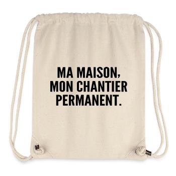 Ma maison, mon chantier permanent - Sac à cordon recyclé Stanley/Stella - blanc naturel - Devant