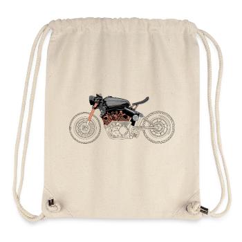 Motorcycle Biker Illustration Drawing Symbol Icon - Stanley/Stella Recycled Gym Bag - natural - Front