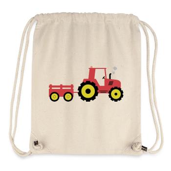 Tracteur et remorque rouge - Sac à cordon recyclé Stanley/Stella - blanc naturel - Devant