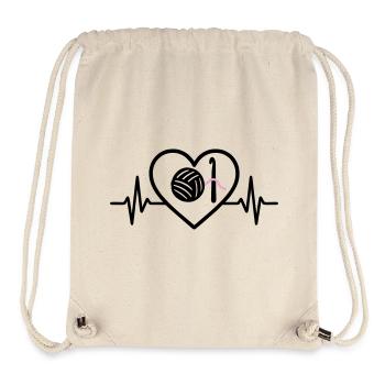 Crochet Knit Heart Ball Pink Hobby Woman - Stanley/Stella Recycled Gym Bag - natural - Front