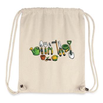 Outils de jardin de dessins animés – Conception de jardin drôle - Sac à cordon recyclé Stanley/Stella - blanc naturel - Devant