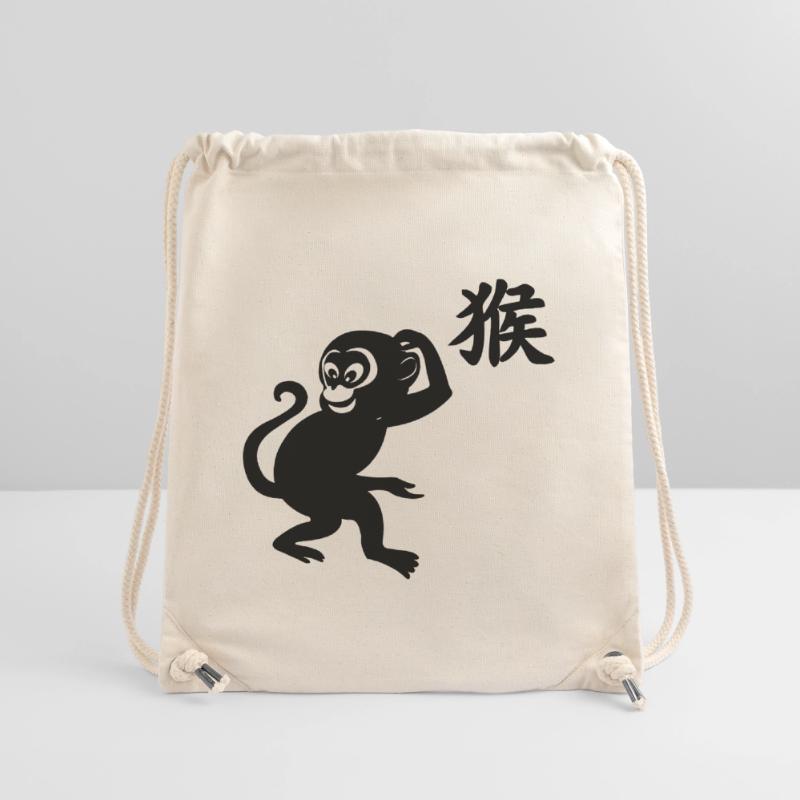 Singe à caractère chinois avec image de singe Sac à cordon recyclé Stanley/Stella
