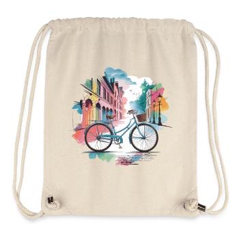 Paysage urbain pastel vélo design - Sac à cordon recyclé Stanley/Stella - blanc naturel - Devant
